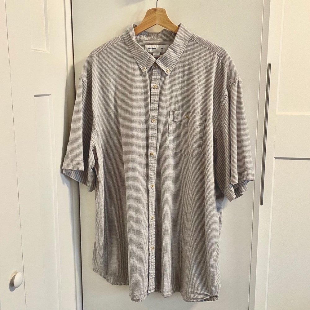 Old Navy Striped Linen Short Sleeve Men’s Shirt